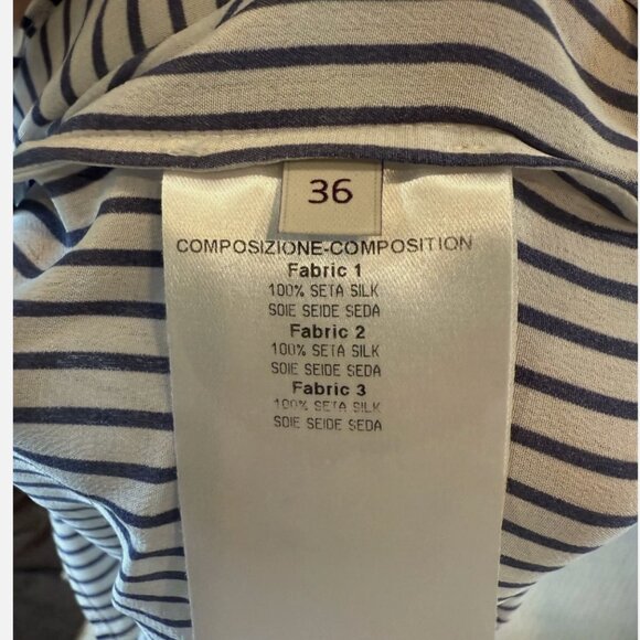 Stella McCartney Silk Blue White Stripe Blouse Size 36 Small-Medium - Picture 5 of 7